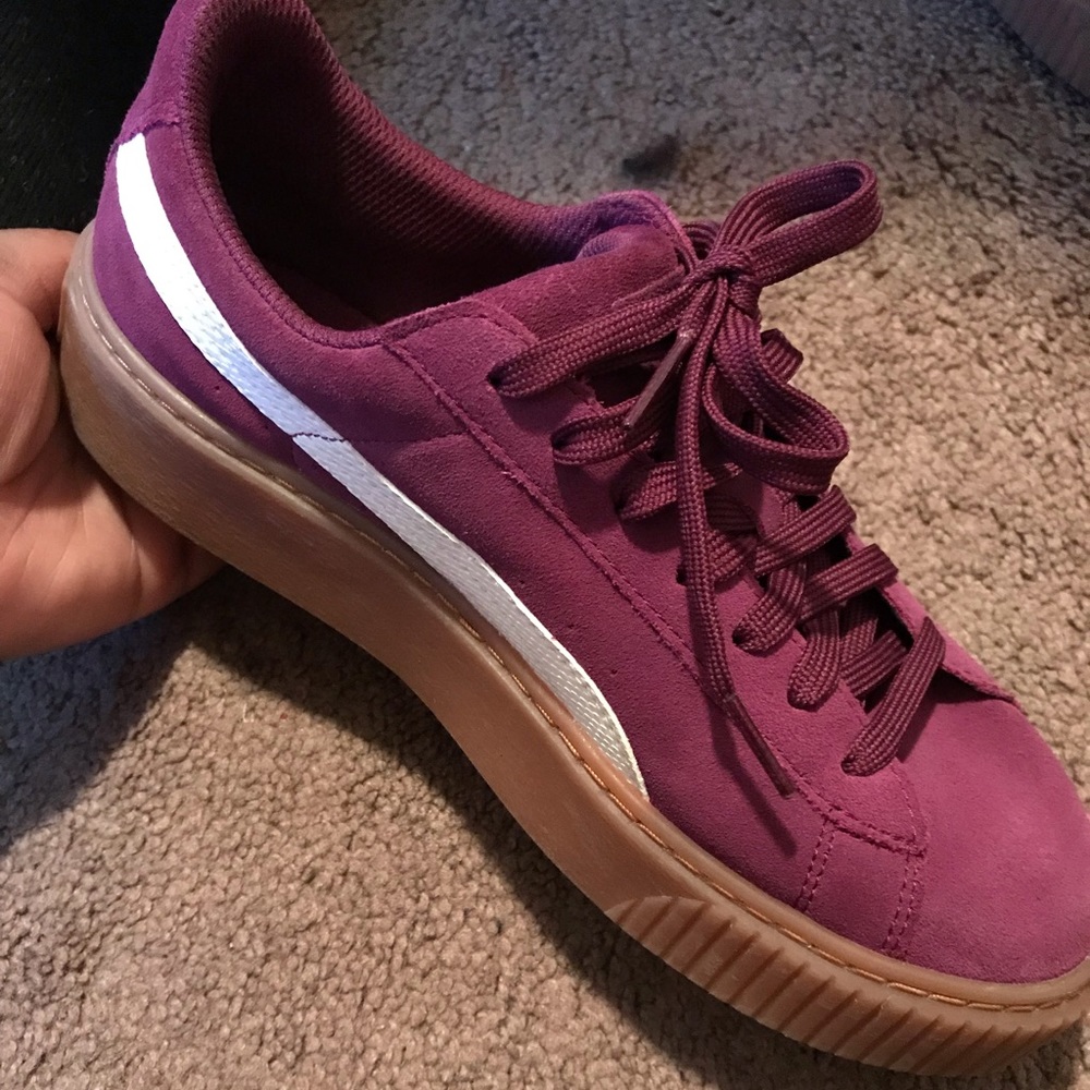 Purple and gold fenty pumas